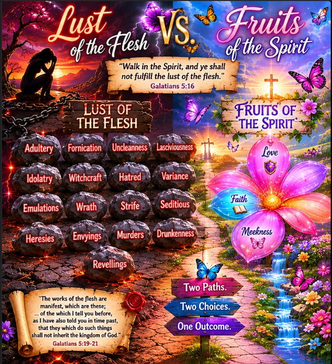 Lust of the Flesh versus Fruit of the Spirit interactive teaching image